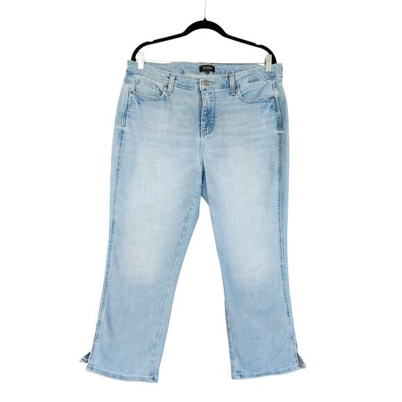 NYDJ Womens Chloe Side Vented Hem Capri Stretch Denim Jeans Size 14 Easley Blue - Picture 2 of 14